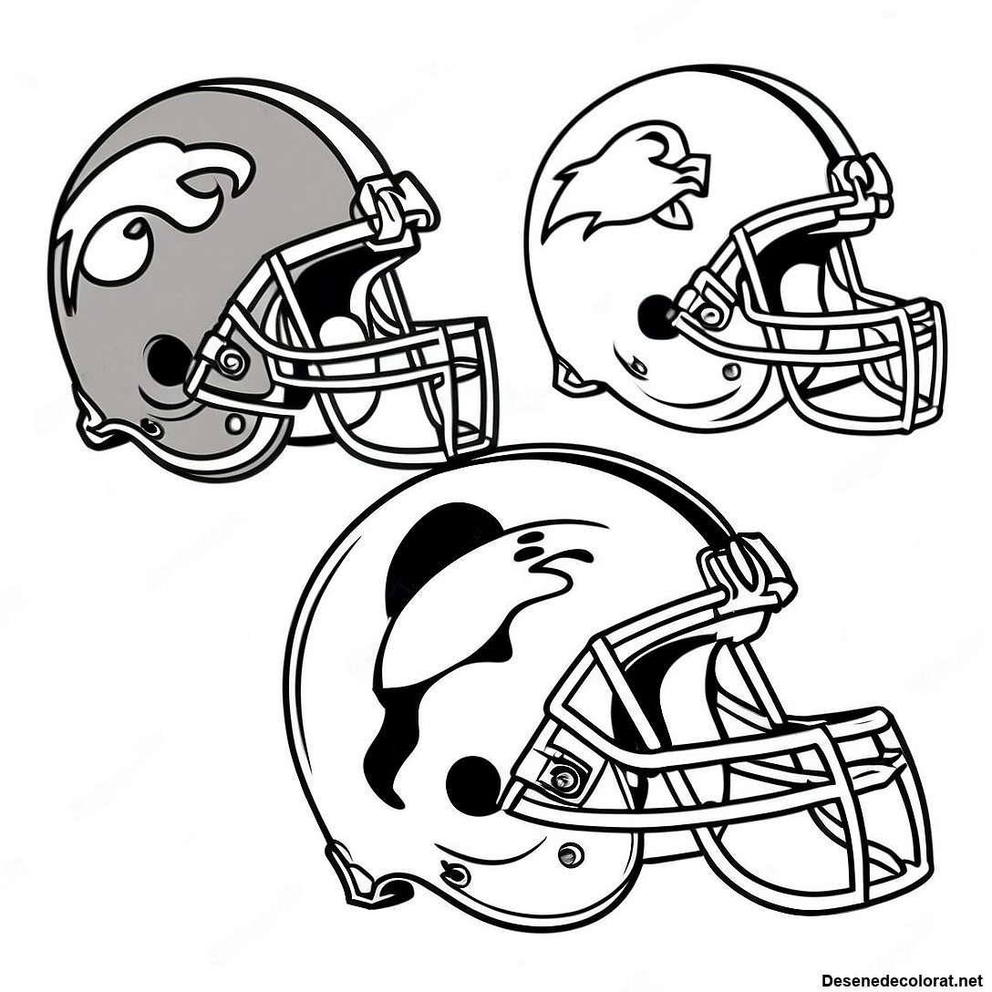 Pagina de colorat Cască Nfl Vintage Pe O Pagina De Colorat imprimabilă gratuit din colecția Sporturi — desen contur alb-negru pentru copii și adulți.