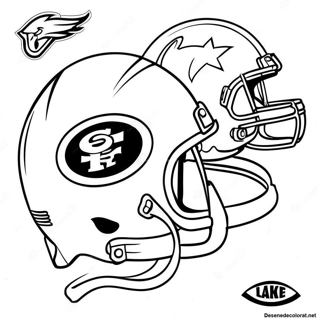 Pagina de colorat Cască Nfl Vintage Pe O Pagina De Colorat imprimabilă gratuit din colecția Sporturi — desen contur alb-negru pentru copii și adulți.