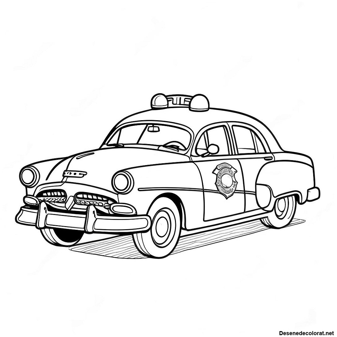 Masina De Politie Vintage Pagina De Colorat 16080 3509
