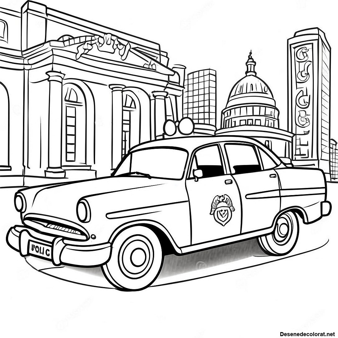 Masina De Politie Vintage Pagina De Colorat 16080 3510