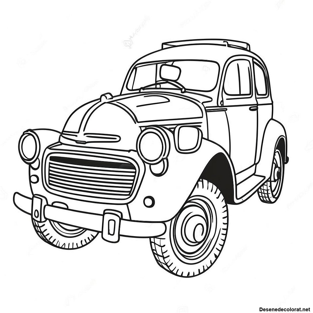 Pagina de colorat Pagina De Colorat A Mașinii Vintage Toyota imprimabilă gratuit din colecția Vehicule — desen contur alb-negru pentru copii și adulți.