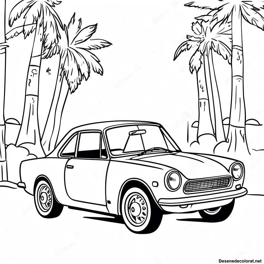 Pagina de colorat Pagina De Colorat A Mașinii Vintage Toyota imprimabilă gratuit din colecția Vehicule — desen contur alb-negru pentru copii și adulți.