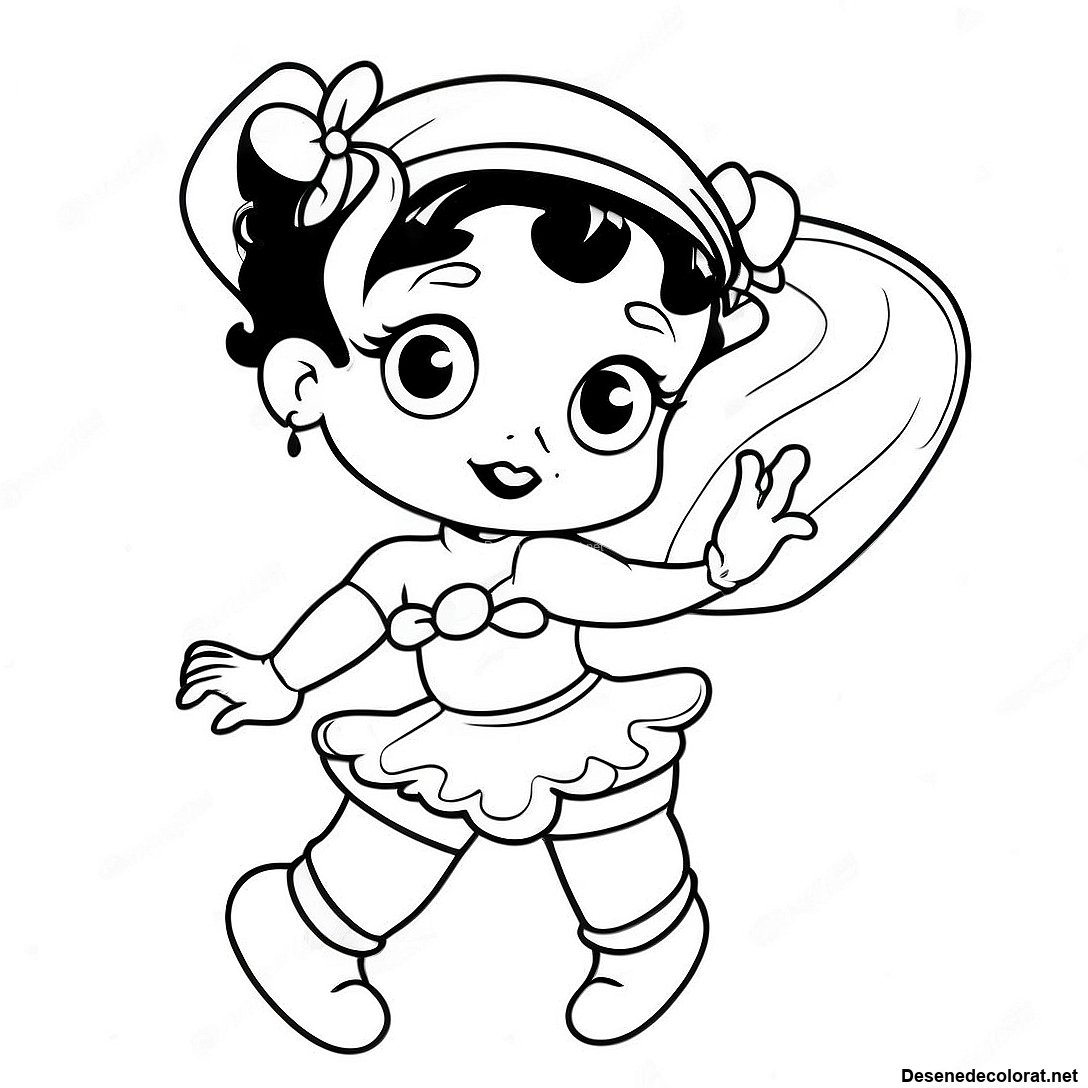 Pagina de colorat Pagina De Colorat Betty Boop Vintage imprimabilă gratuit din colecția Emisiuni TV pentru copii — desen contur alb-negru pentru copii și adulți.