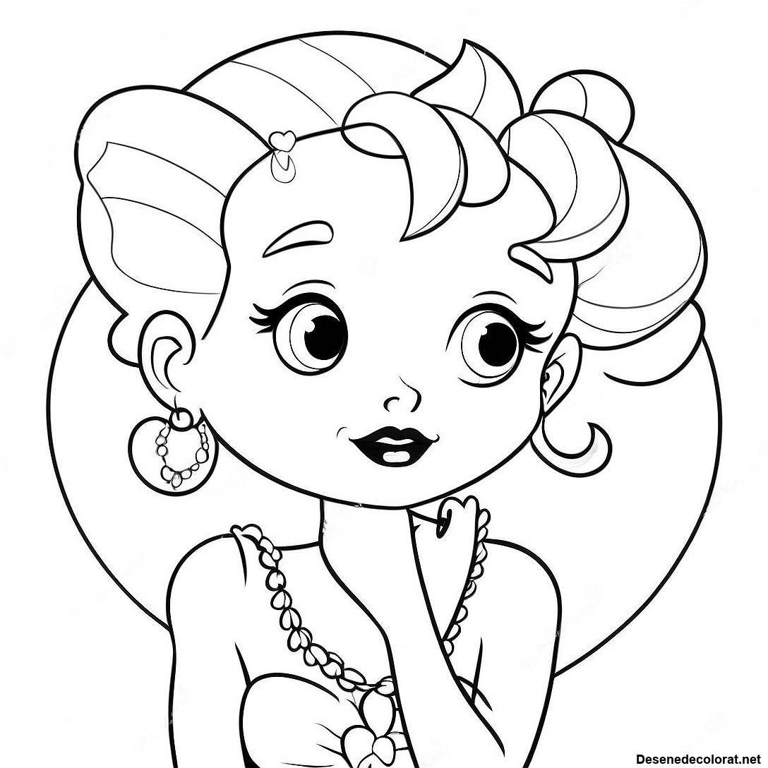 Pagina de colorat Pagina De Colorat Betty Boop Vintage imprimabilă gratuit din colecția Emisiuni TV pentru copii — desen contur alb-negru pentru copii și adulți.