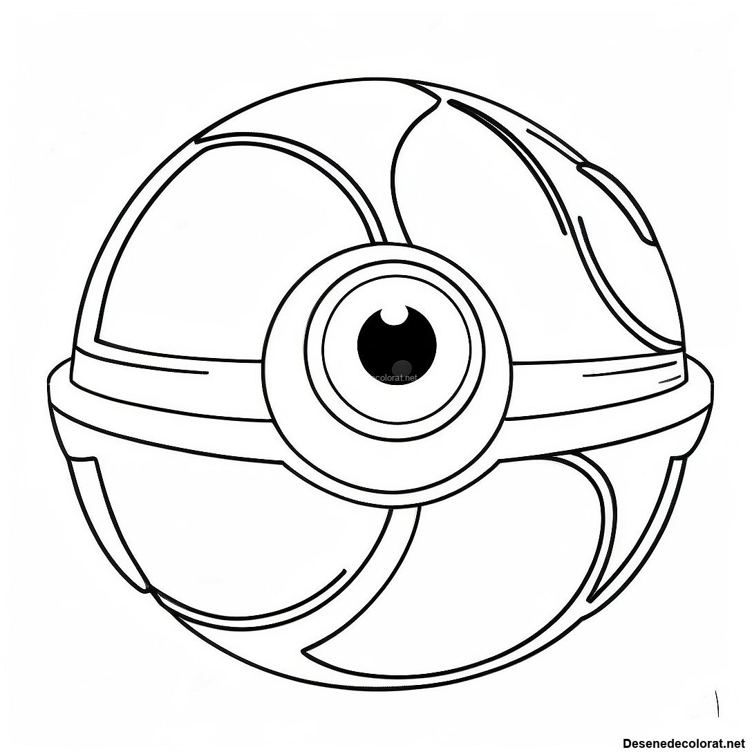 Pagina de colorat Pagina De Colorat Cu Design Vintage Pokeball imprimabilă gratuit din colecția Pokemon — desen contur alb-negru pentru copii și adulți.