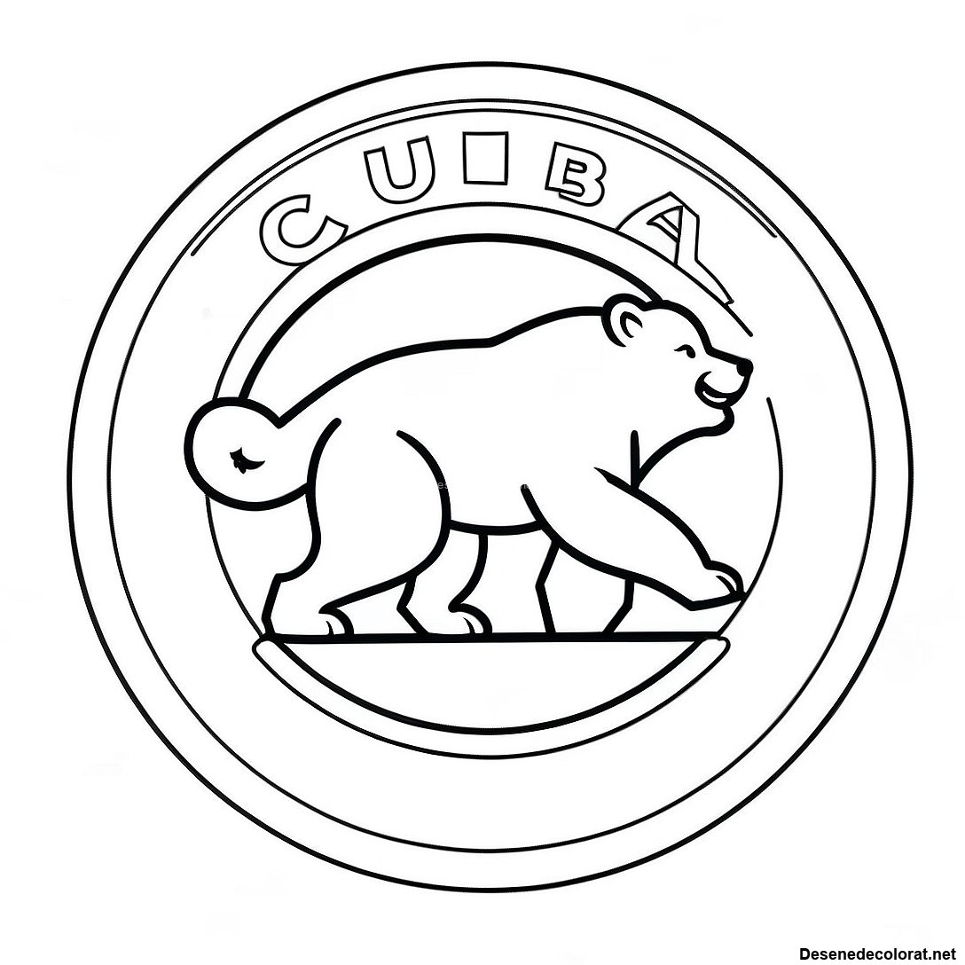 Pagina de colorat Pagina De Colorat Cu Logo-Ul Vintage Chicago Cubs imprimabilă gratuit din colecția Sporturi — desen contur alb-negru pentru copii și adulți.