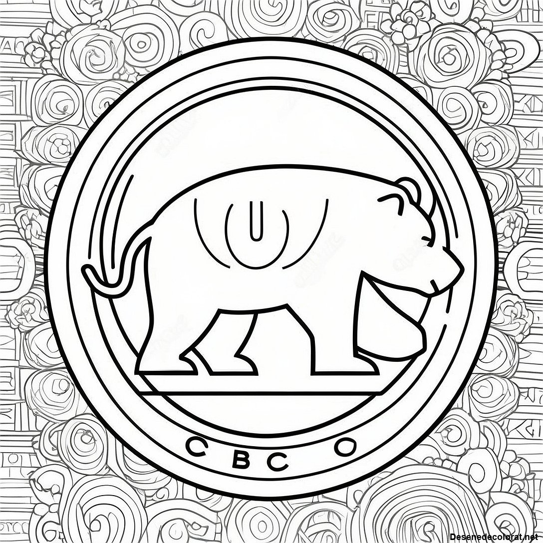 Pagina de colorat Pagina De Colorat Cu Logo-Ul Vintage Chicago Cubs imprimabilă gratuit din colecția Sporturi — desen contur alb-negru pentru copii și adulți.