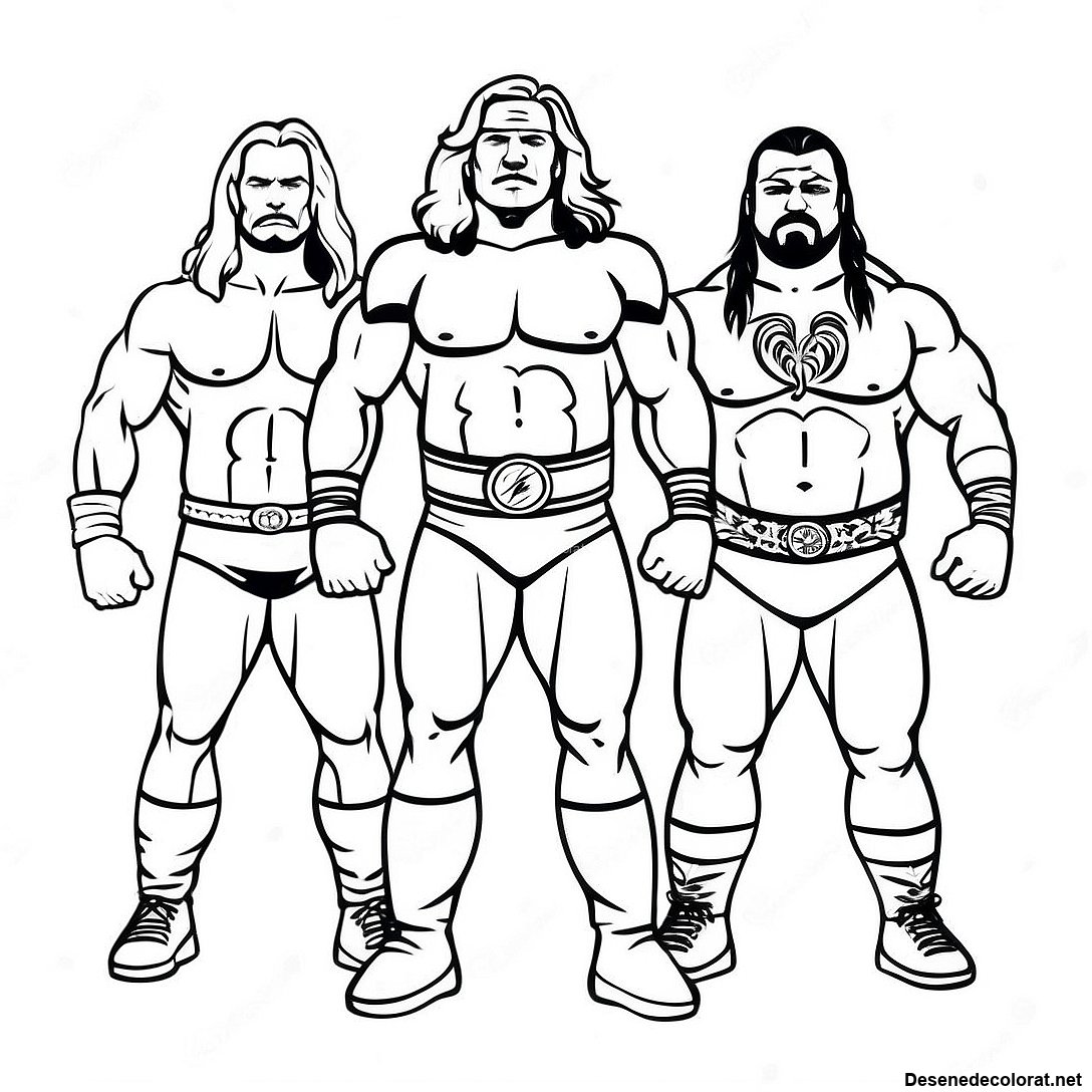 Pagina de colorat Pagina De Colorat Luptători Wwe Vintage imprimabilă gratuit din colecția Diverse — desen contur alb-negru pentru copii și adulți.