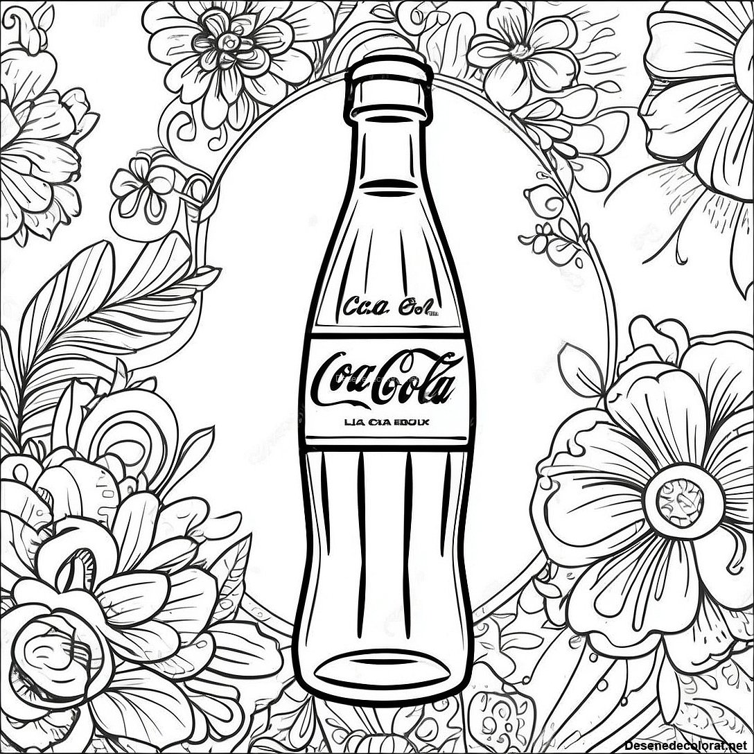Pagina de colorat Pagina De Colorat Sticlă Vintage Coca Cola imprimabilă gratuit din colecția Diverse — desen contur alb-negru pentru copii și adulți.