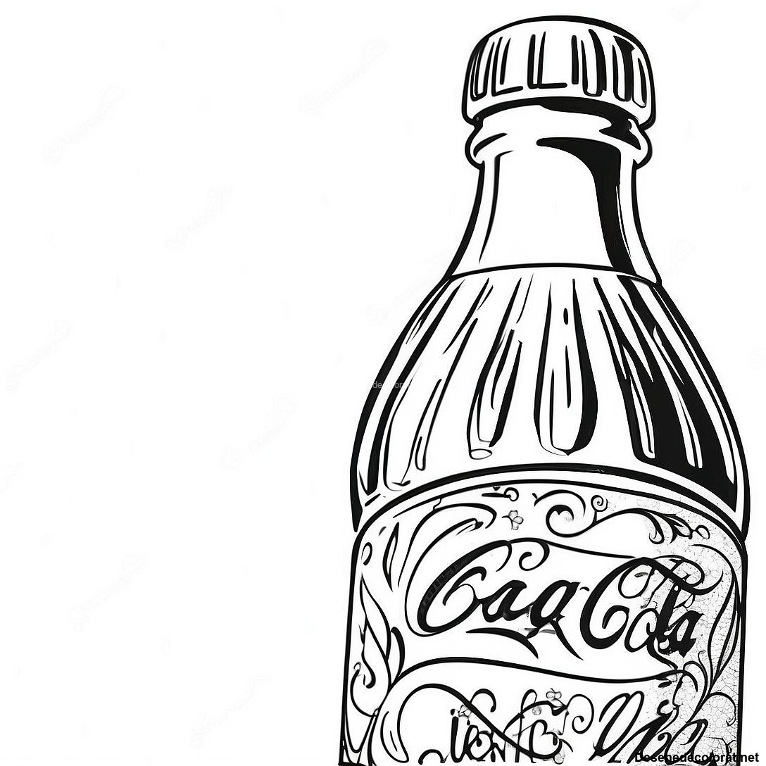 Pagina de colorat Pagina De Colorat Sticlă Vintage Coca Cola imprimabilă gratuit din colecția Diverse — desen contur alb-negru pentru copii și adulți.