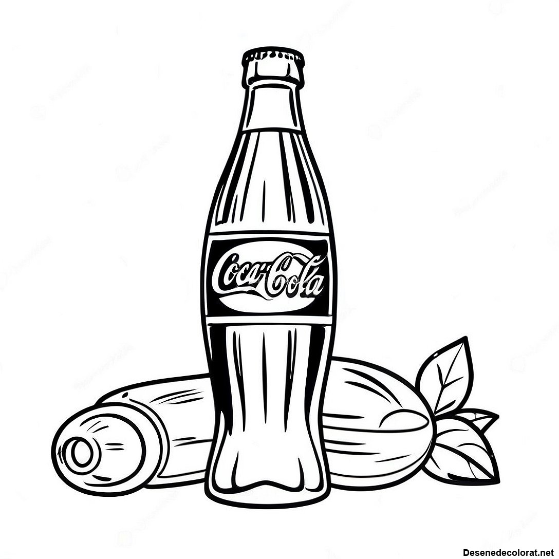 Pagina de colorat Pagina De Colorat Sticlă Vintage Coca Cola imprimabilă gratuit din colecția Diverse — desen contur alb-negru pentru copii și adulți.