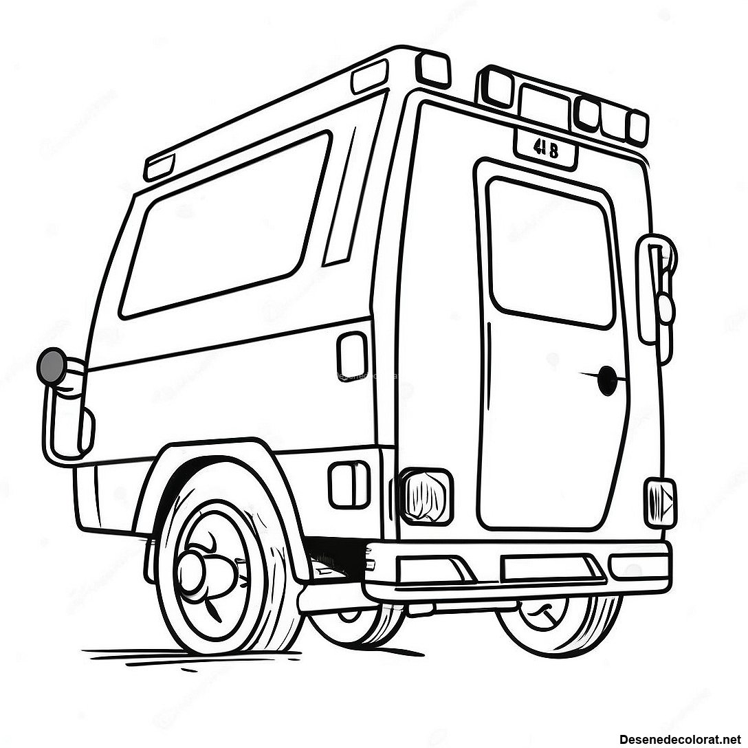 Pagina de colorat Pagini De Colorat Cu Ambulanța Realistă În Acțiune imprimabilă gratuit din colecția Diverse — desen contur alb-negru pentru copii și adulți.