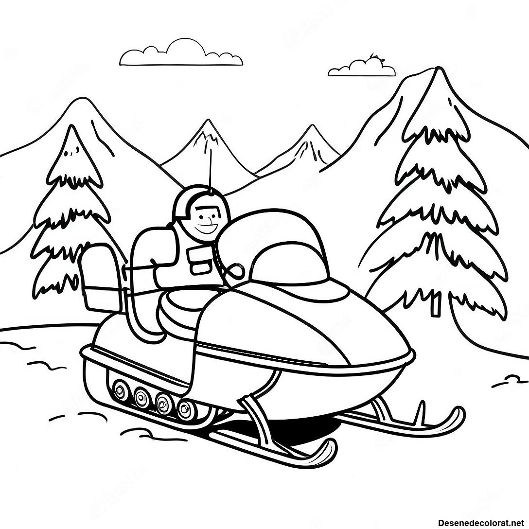 Pagina de colorat Pagini De Colorat Cu Aventuri Vintage Pe Snowmobile imprimabilă gratuit din colecția Diverse — desen contur alb-negru pentru copii și adulți.