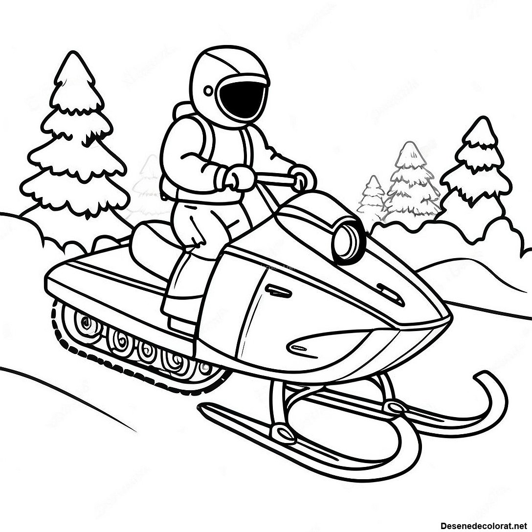 Pagina de colorat Pagini De Colorat Cu Aventuri Vintage Pe Snowmobile imprimabilă gratuit din colecția Diverse — desen contur alb-negru pentru copii și adulți.
