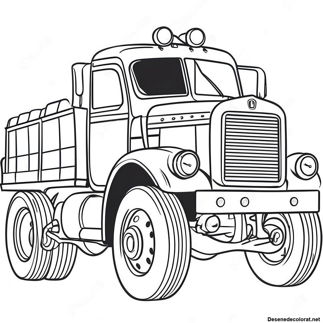 Pagina de colorat Pagini De Colorat Cu Camioane Diesel Vintage imprimabilă gratuit din colecția Vehicule — desen contur alb-negru pentru copii și adulți.