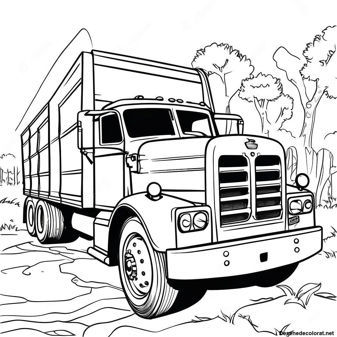 Pagina de colorat Pagini De Colorat Cu Camioane Diesel Vintage imprimabilă gratuit din colecția Vehicule — desen contur alb-negru pentru copii și adulți.