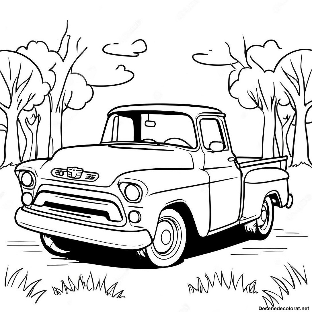 Pagina de colorat Pagini De Colorat Cu Camioneta Chevy Vintage imprimabilă gratuit din colecția Vehicule — desen contur alb-negru pentru copii și adulți.