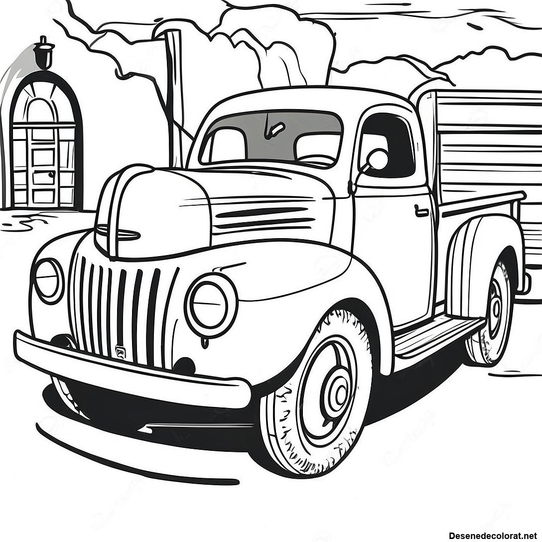 Pagina de colorat Pagini De Colorat Cu Camionul Ford Vintage imprimabilă gratuit din colecția Vehicule — desen contur alb-negru pentru copii și adulți.