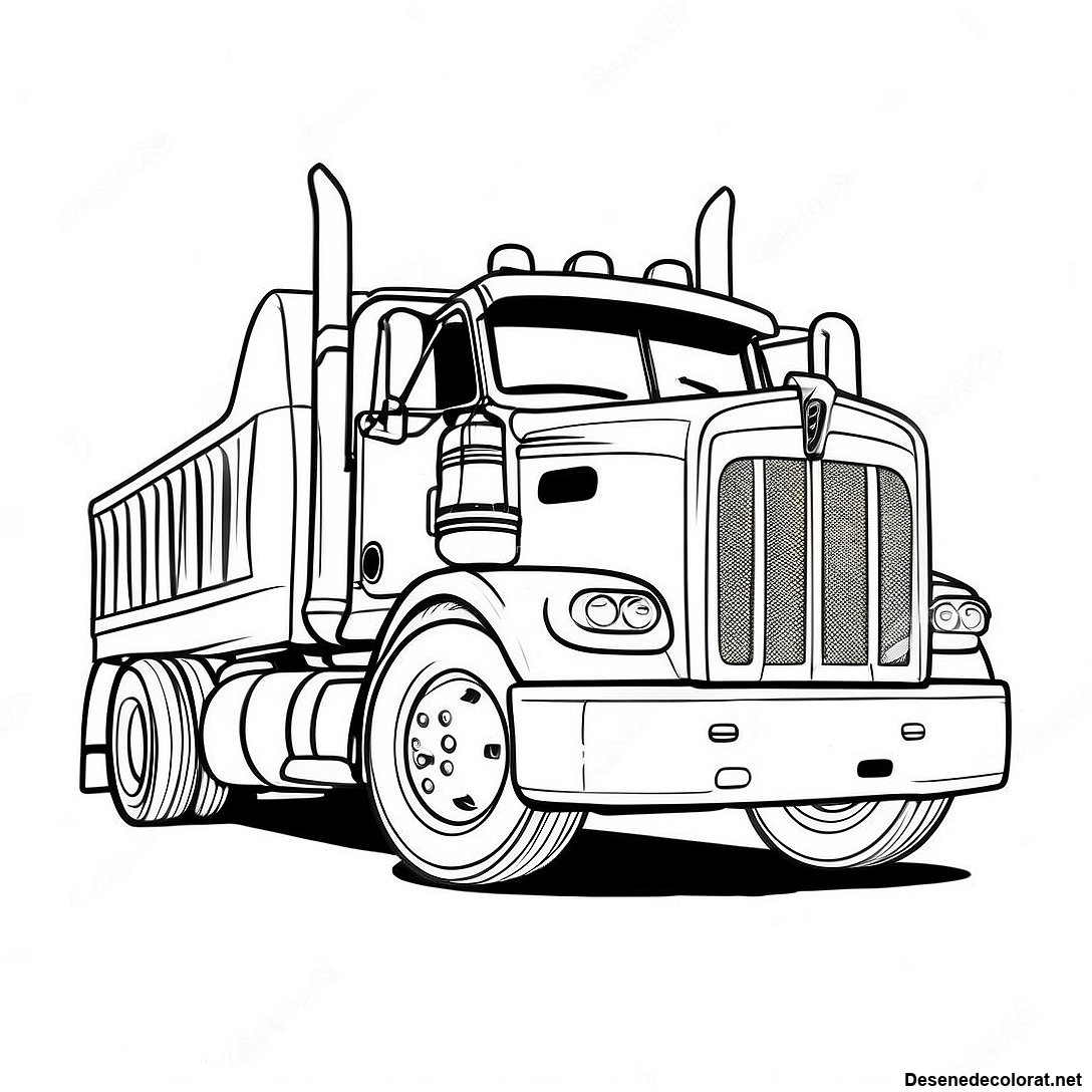 Pagina de colorat Pagini De Colorat Cu Camionul Kenworth Vintage imprimabilă gratuit din colecția Vehicule — desen contur alb-negru pentru copii și adulți.