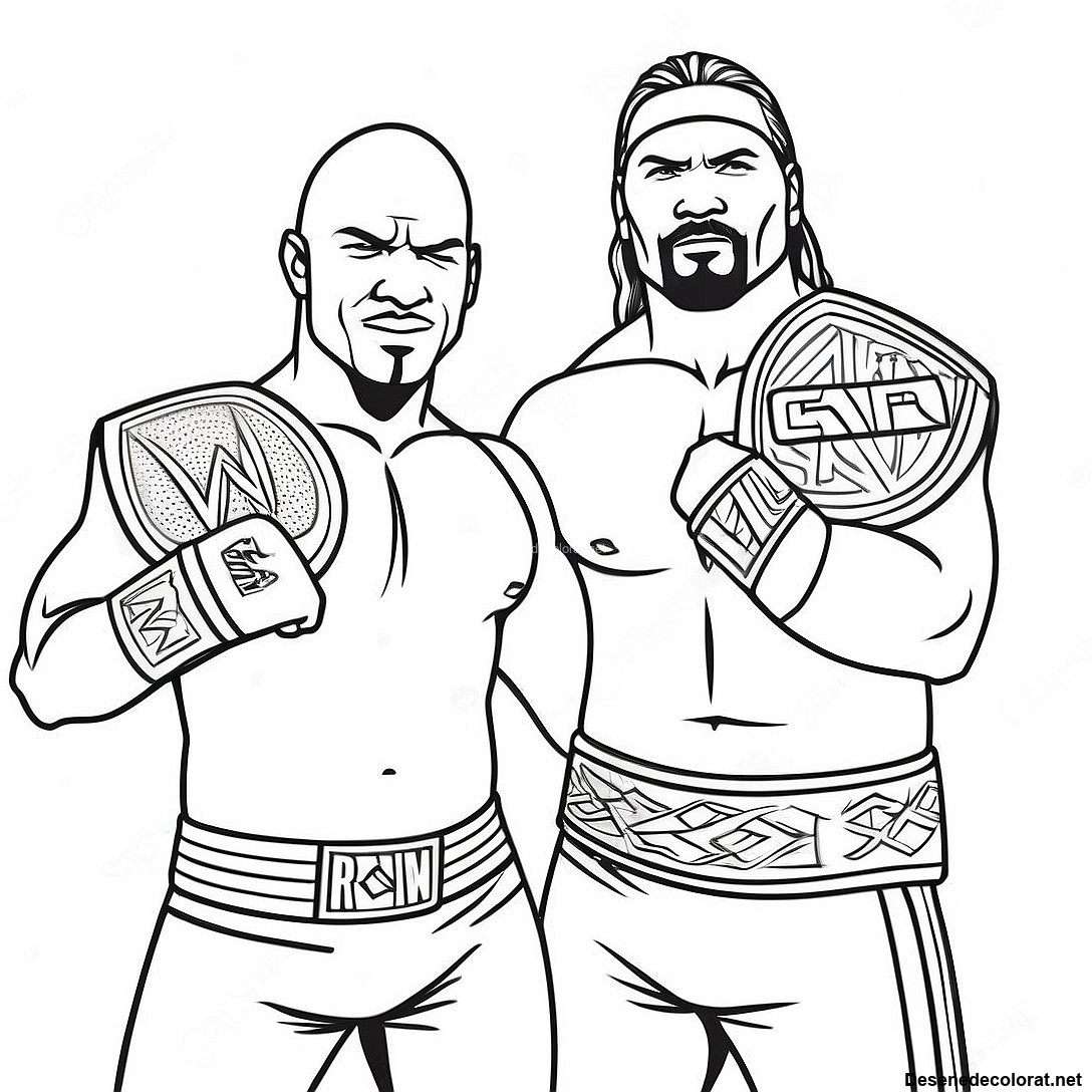 Pagina de colorat Pagini De Colorat Cu Campionii Tag Team Wwe imprimabilă gratuit din colecția Diverse — desen contur alb-negru pentru copii și adulți.