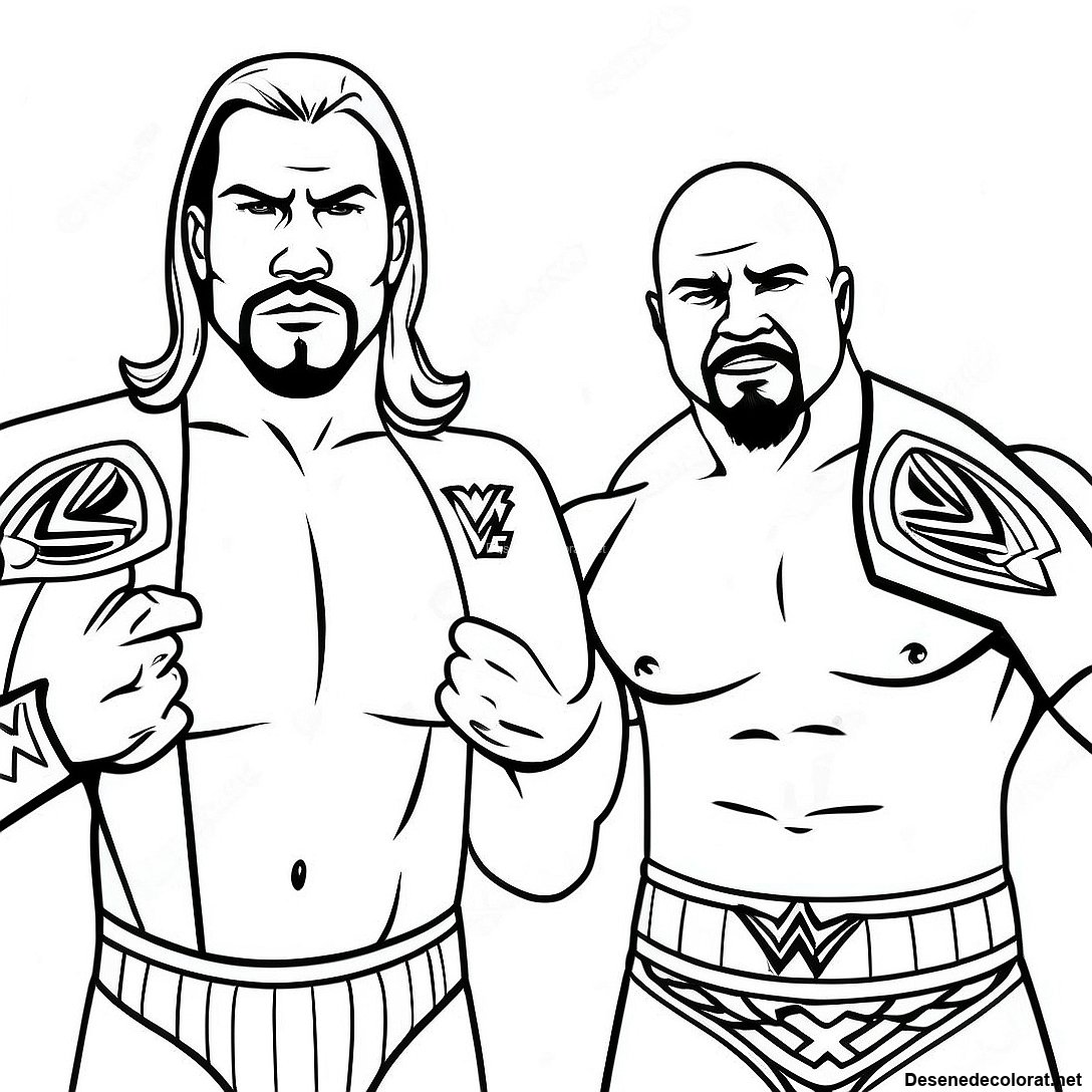 Pagina de colorat Pagini De Colorat Cu Campionii Wwe Tag Team imprimabilă gratuit din colecția Educațional — desen contur alb-negru pentru copii și adulți.