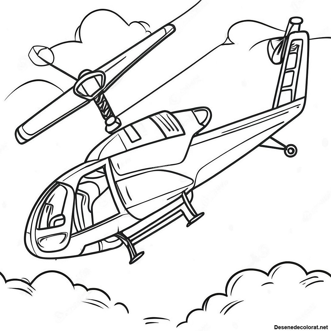 Pagina de colorat Pagini De Colorat Cu Elicopter Vintage În Misiune imprimabilă gratuit din colecția Mașini — desen contur alb-negru pentru copii și adulți.
