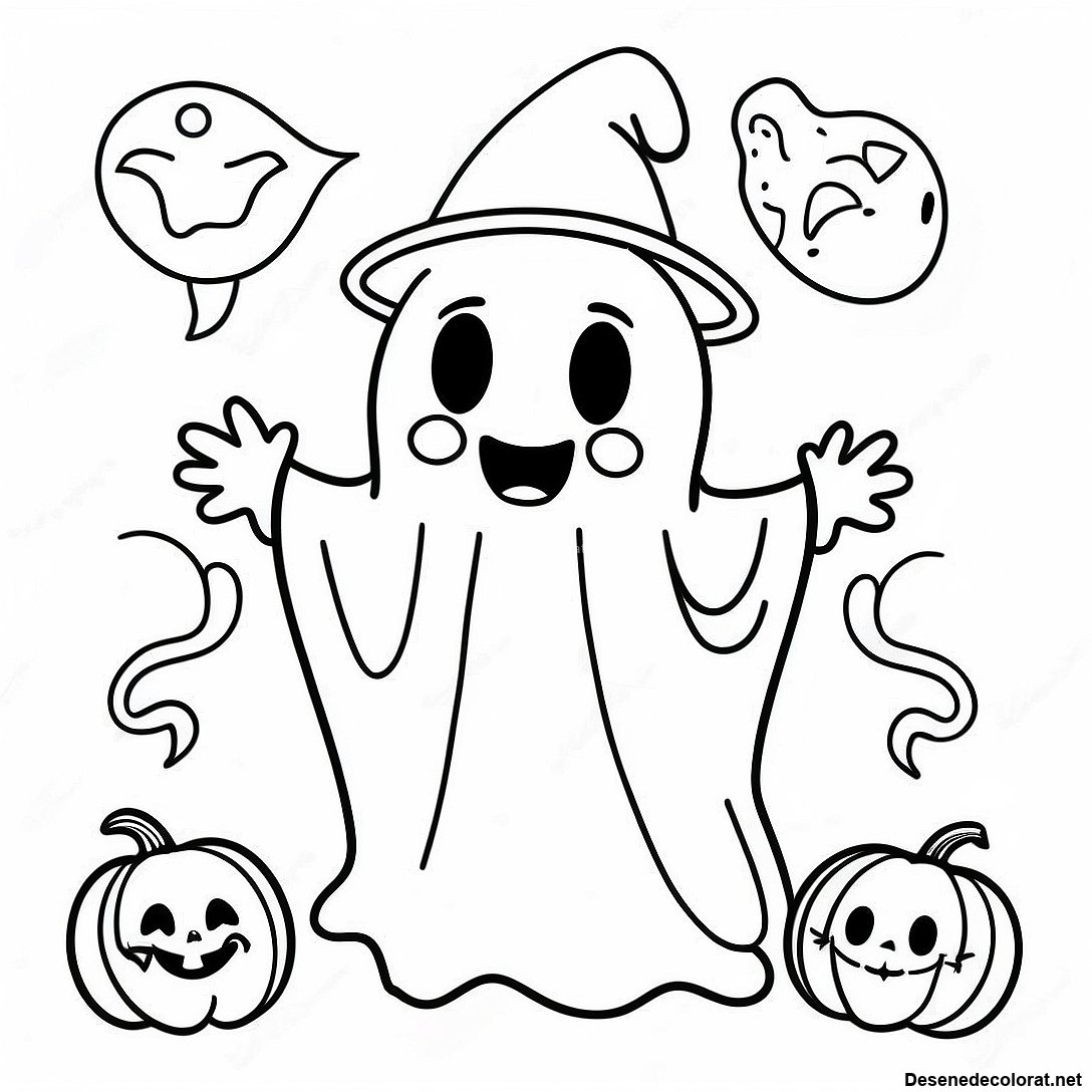 Pagini De Colorat Cu Fantome Vintage De Halloween Jucause 103431 41472