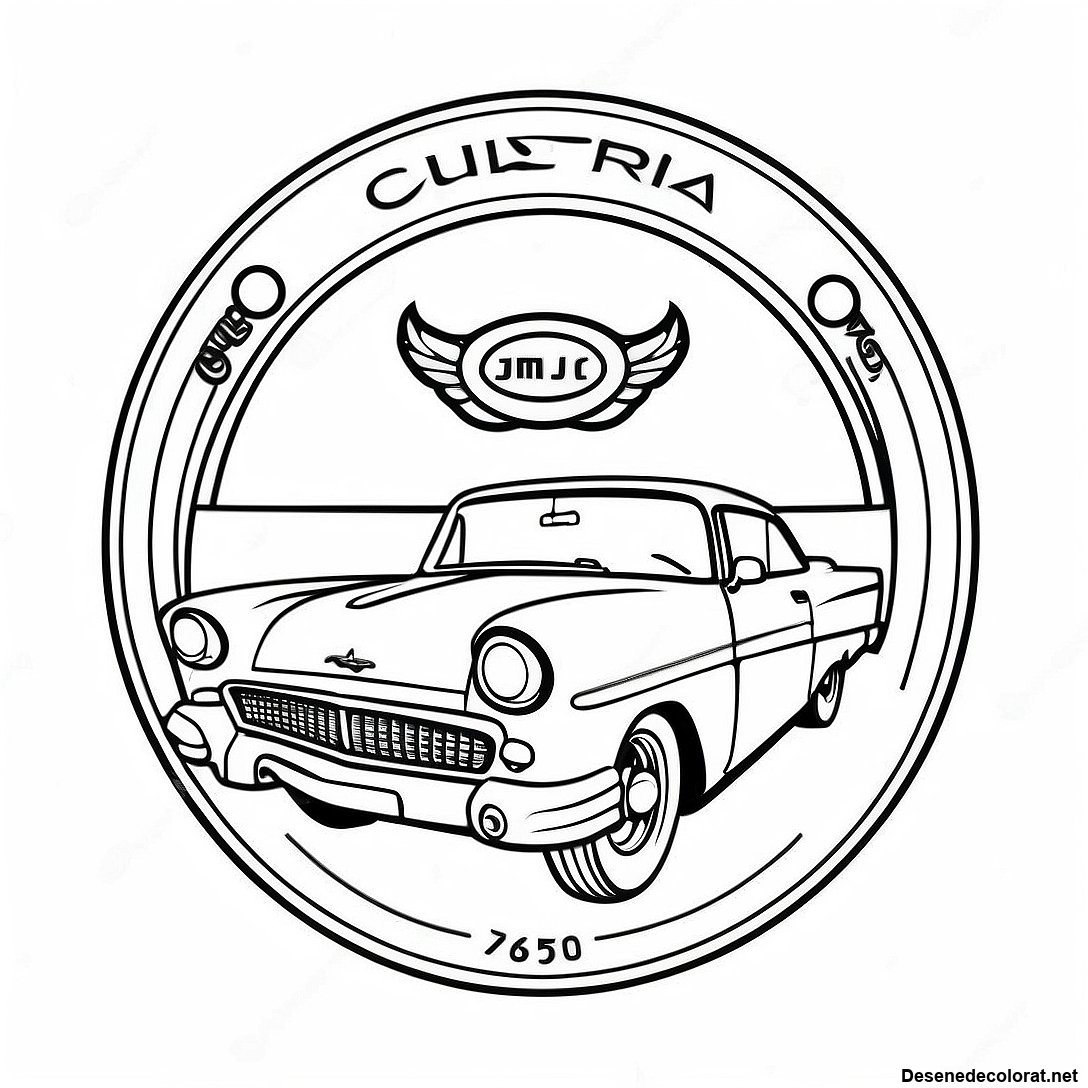 Pagina de colorat Pagini De Colorat Cu Logo-Uri De Mașini Vintage imprimabilă gratuit din colecția Vehicule — desen contur alb-negru pentru copii și adulți.