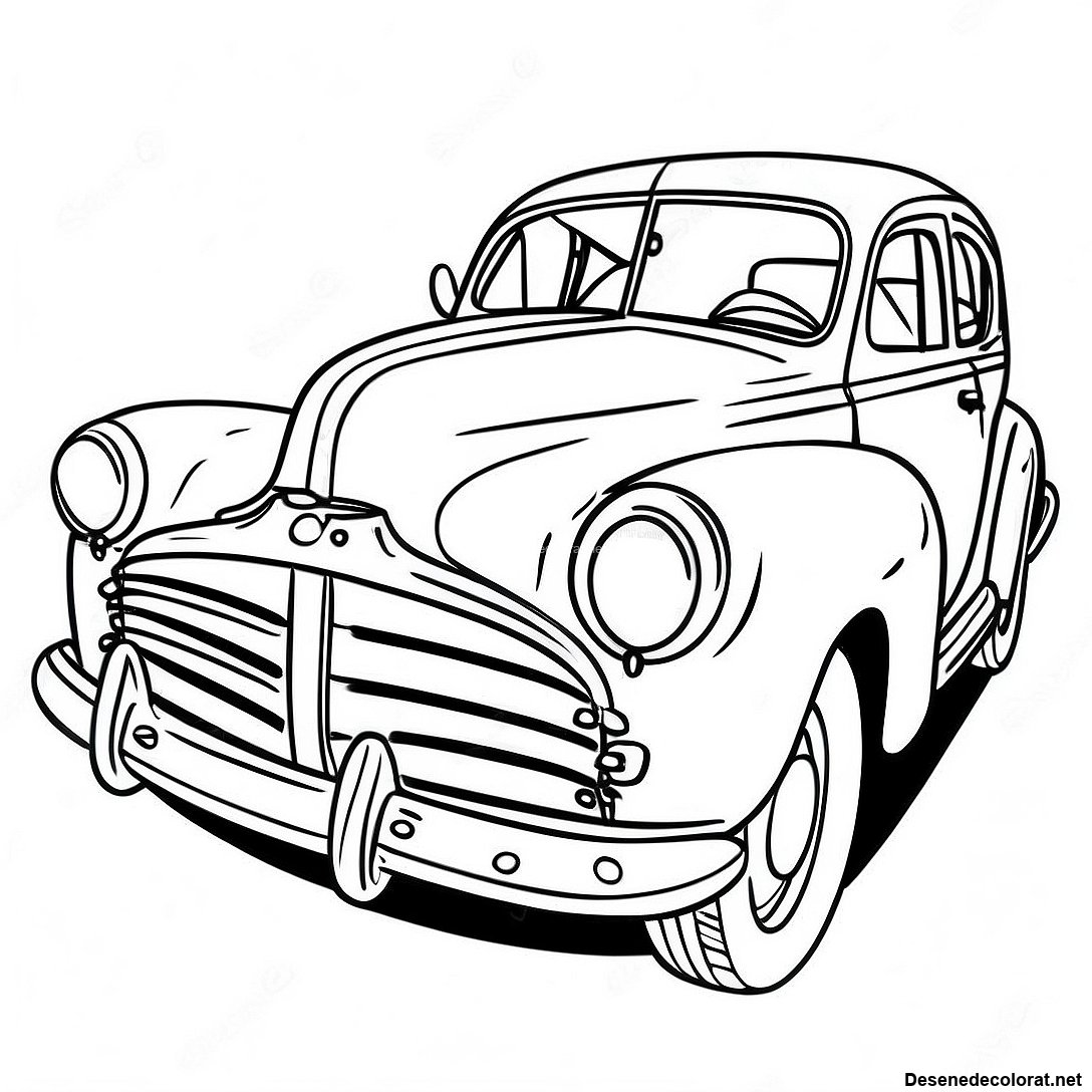 Pagina de colorat Pagini De Colorat Cu Mașini Clasice Vintage imprimabilă gratuit din colecția Vehicule — desen contur alb-negru pentru copii și adulți.