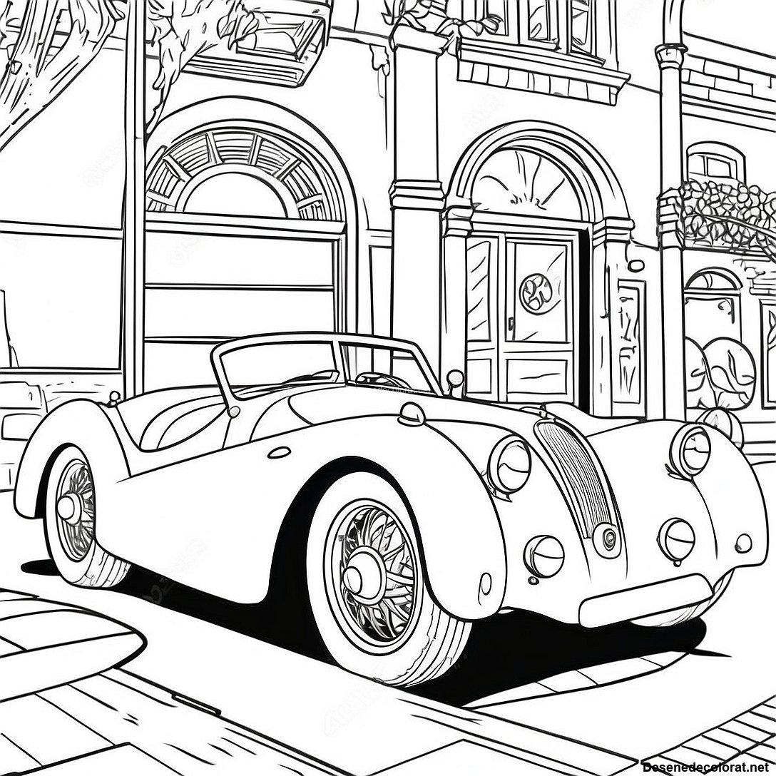 Pagina de colorat Pagini De Colorat Cu Mașini Sport Vintage imprimabilă gratuit din colecția Vehicule — desen contur alb-negru pentru copii și adulți.