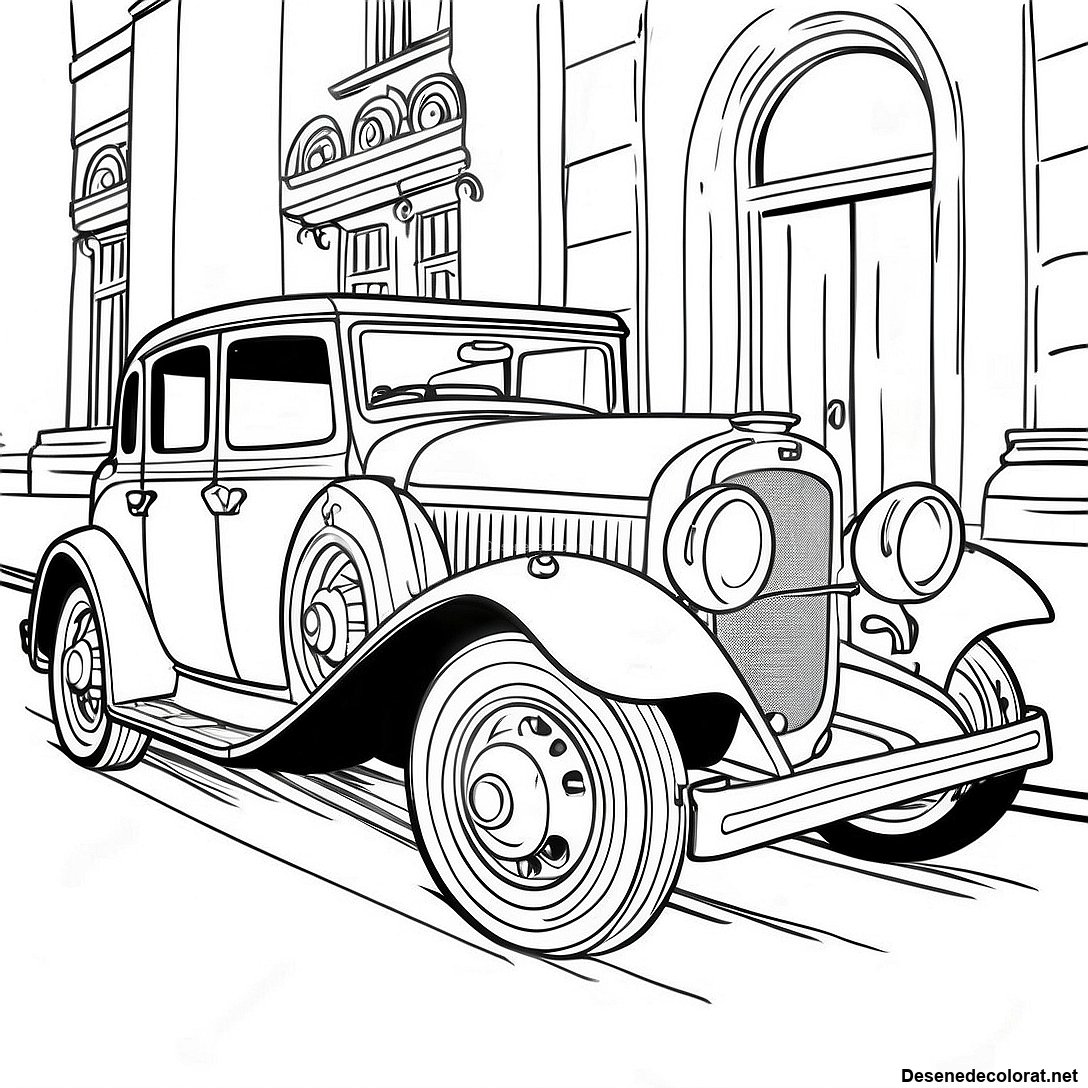 Pagina de colorat Pagini De Colorat Cu Mașini Vintage imprimabilă gratuit din colecția Diverse — desen contur alb-negru pentru copii și adulți.