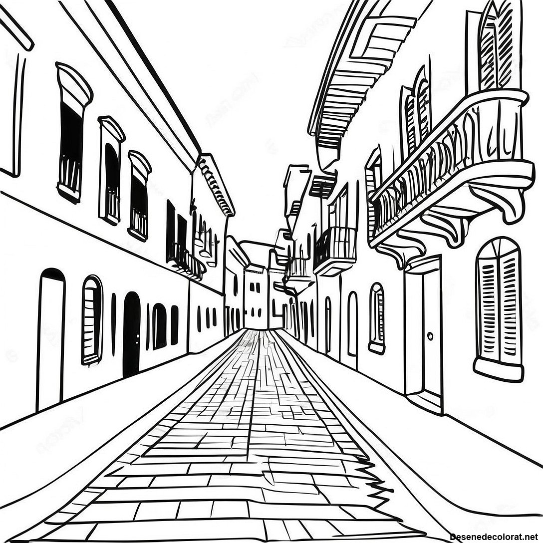 Pagina de colorat Pagini De Colorat Cu O Scenă Vibrantă De Stradă Din Cartagena imprimabilă gratuit din colecția Diverse — desen contur alb-negru pentru copii și adulți.