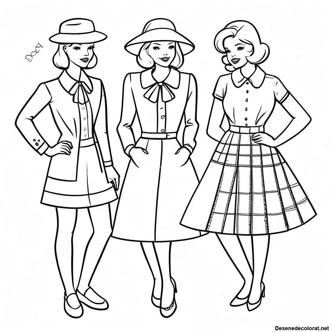Pagina de colorat Pagini De Colorat Cu Ținute Preppy Vintage imprimabilă gratuit din colecția Jocuri Video — desen contur alb-negru pentru copii și adulți.