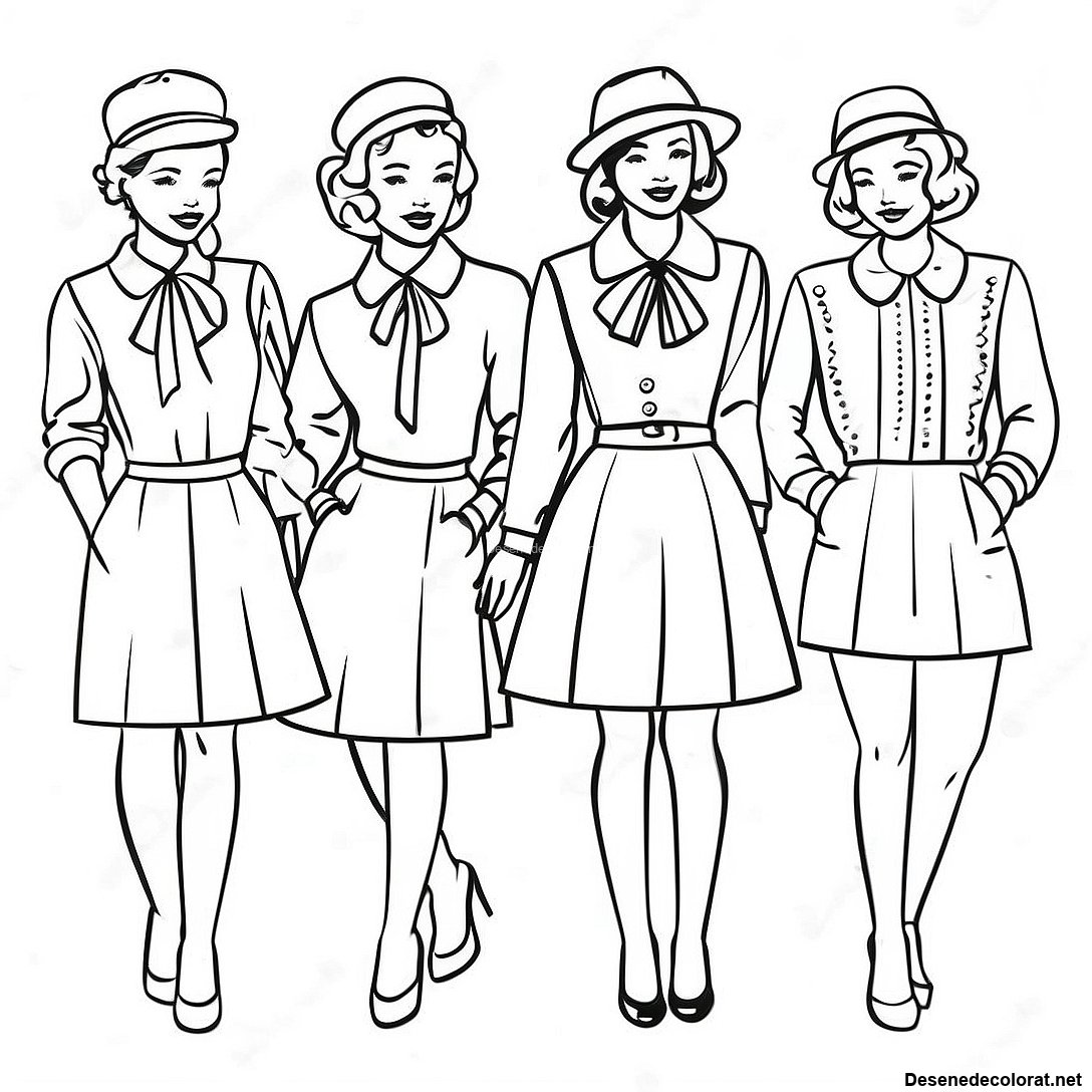 Pagina de colorat Pagini De Colorat Cu Ținute Preppy Vintage imprimabilă gratuit din colecția Jocuri Video — desen contur alb-negru pentru copii și adulți.