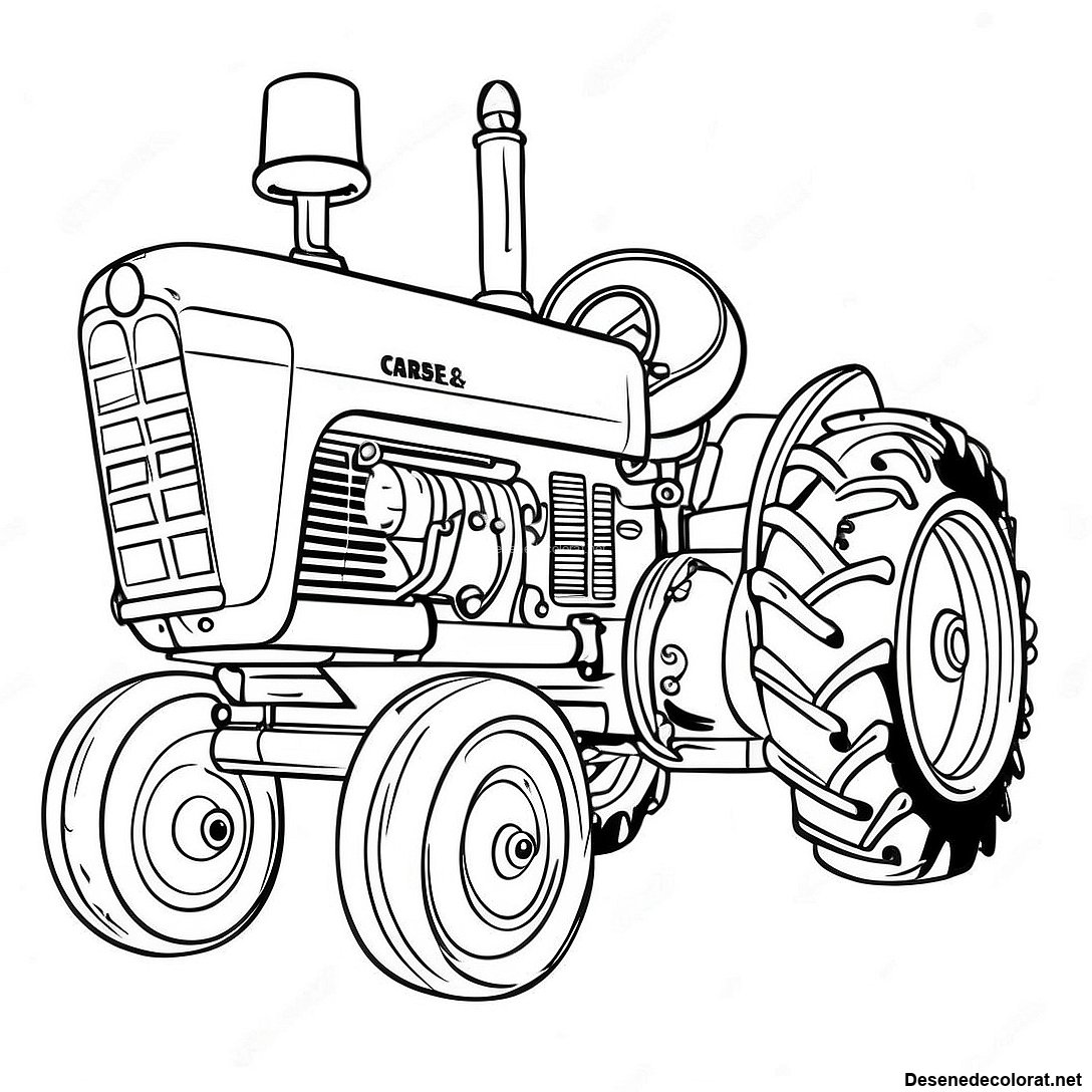 Pagina de colorat Pagini De Colorat Cu Tractor Case Vintage imprimabilă gratuit din colecția Mașini — desen contur alb-negru pentru copii și adulți.