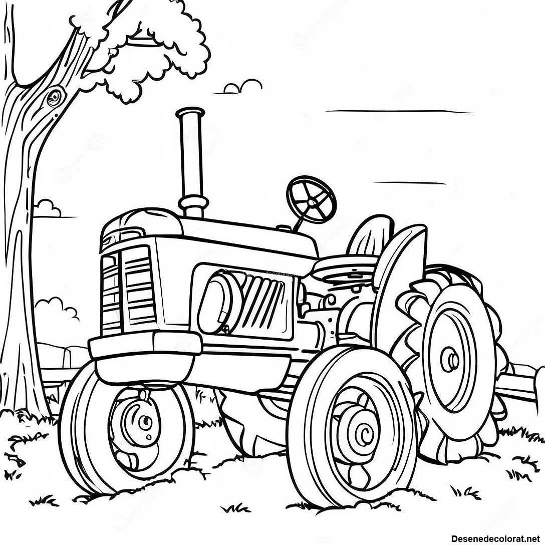 Pagina de colorat Pagini De Colorat Cu Tractor Case Vintage imprimabilă gratuit din colecția Mașini — desen contur alb-negru pentru copii și adulți.