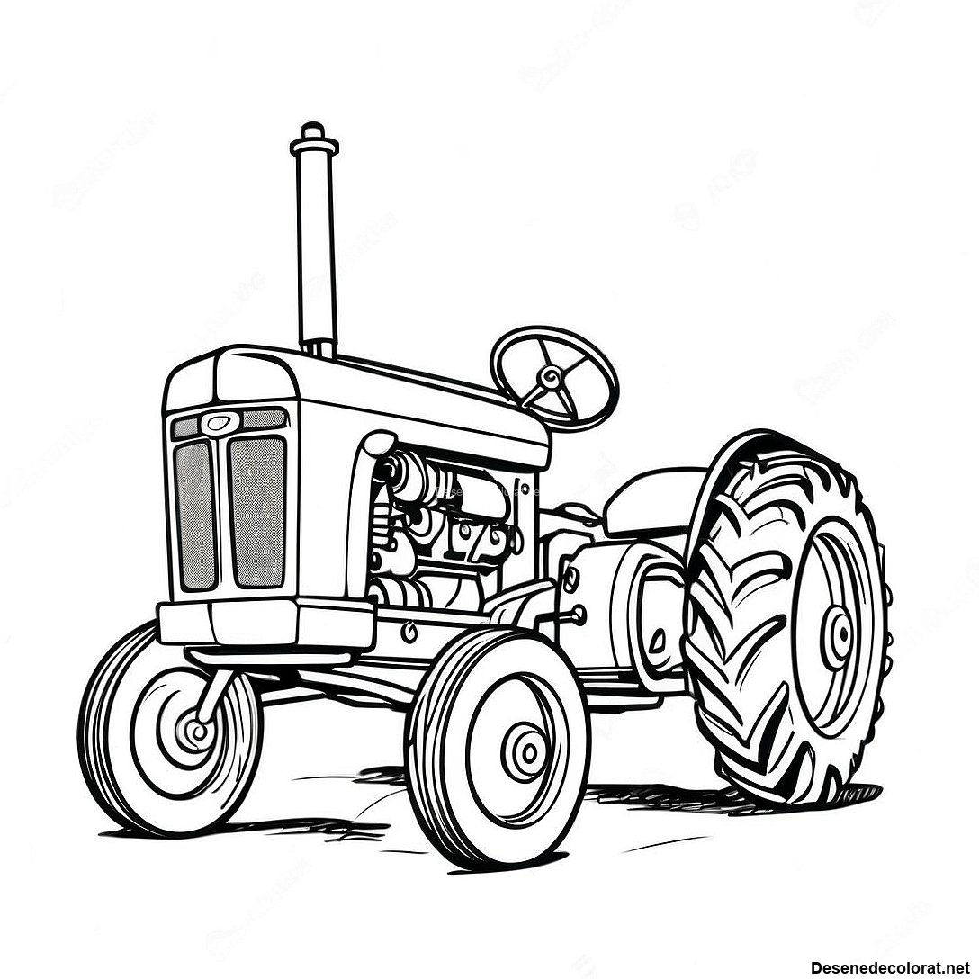 Pagina de colorat Pagini De Colorat Cu Tractor Case Vintage imprimabilă gratuit din colecția Mașini — desen contur alb-negru pentru copii și adulți.