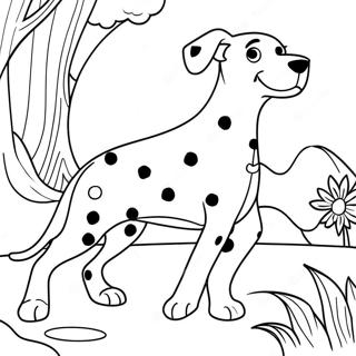 Pagini De Colorat Cu Dalmatianul Cu Pete Jucandu Se 100037-38709