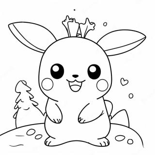 Pagini De Colorat Cu Pikachu Dragut Cu Coarne De Ren 100143-38803