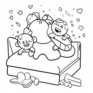 Pagini De Colorat Cu Batai Cu Perne La Petrecerea De Pijamale 101394 39881