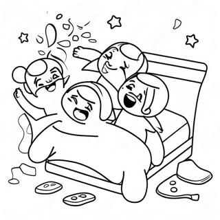 Pagini De Colorat Cu Batai Cu Perne La Petrecerea De Pijamale 101394 39883