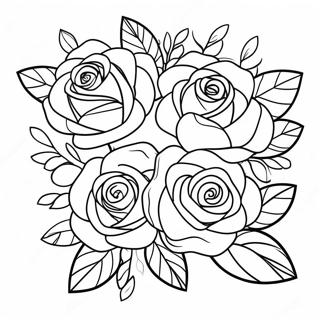 Pagini De Colorat Cu Buchet Romantic De Trandafiri 10155-2079