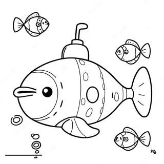 Pagina De Colorat Cu Submarin Dragut In Stil Desen Animat 102142-40463