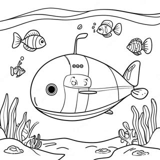 Pagina De Colorat Cu Submarin Realist Explorand Oceanul 102143 40465