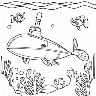 Pagina De Colorat Cu Submarin Realist Explorand Oceanul 102143 40467