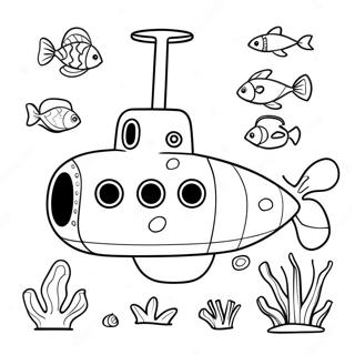 Pagina De Colorat Cu Submarin Realist Explorand Oceanul 102143 40468