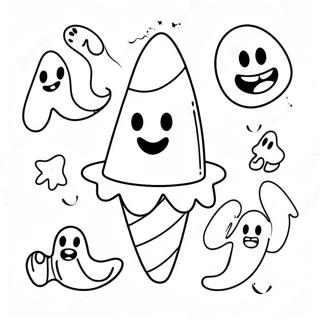 Pagini De Colorat Cu Porumb Dulce Zambitor Si Fantome 102659 40865