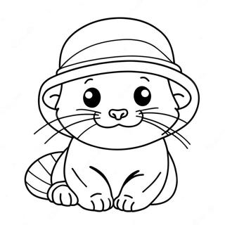 Pagina De Colorat Cu O Nurca Draguta Purtand O Palarie 103147-41242