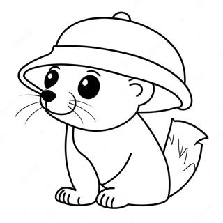 Pagina De Colorat Cu O Nurca Draguta Purtand O Palarie 103147-41243