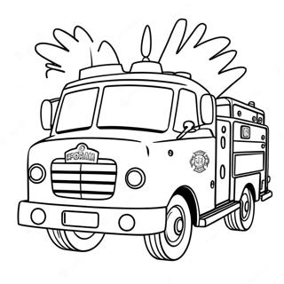 Pagina De Colorat Cu Sam Pompierul Si Camionul De Pompieri 103301 41361